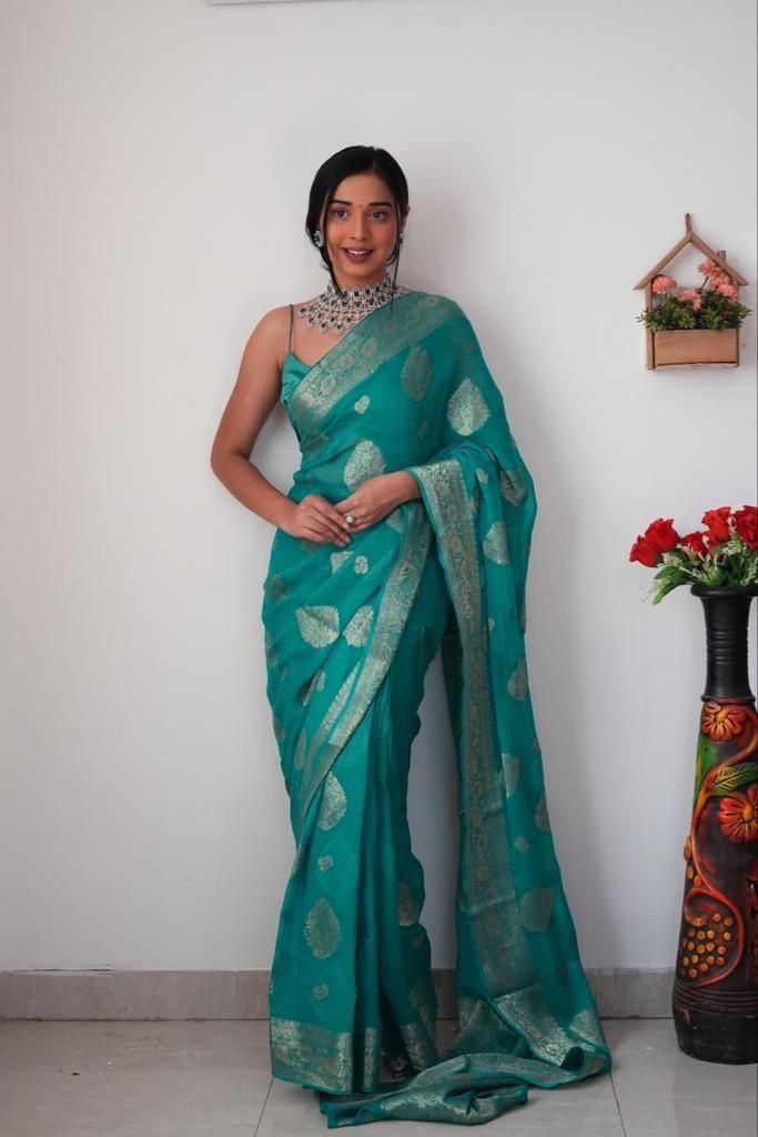 Banarasi Woven Saree with Contrast Border