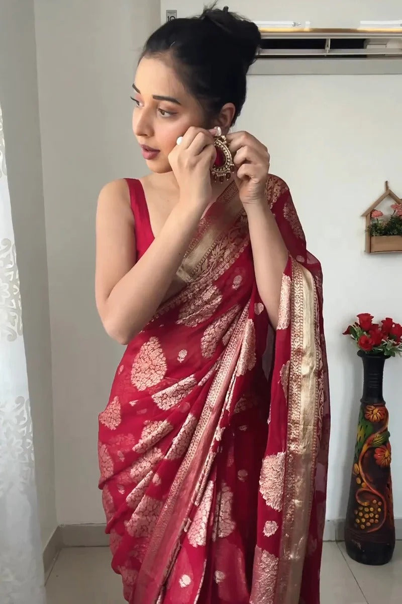 Red Cotton Silk Saree