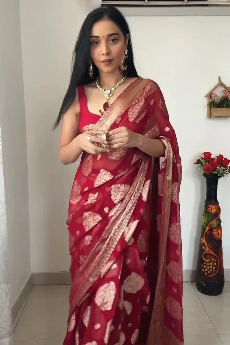 Red Cotton Silk Saree