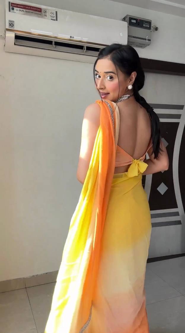 YELLOW gergotte Saree For Womens With Unstiched Blouse Piece